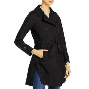 NWT Herno Women's Black Laminar Double Breasted Trench Coat Size 46 MSRP $1,075